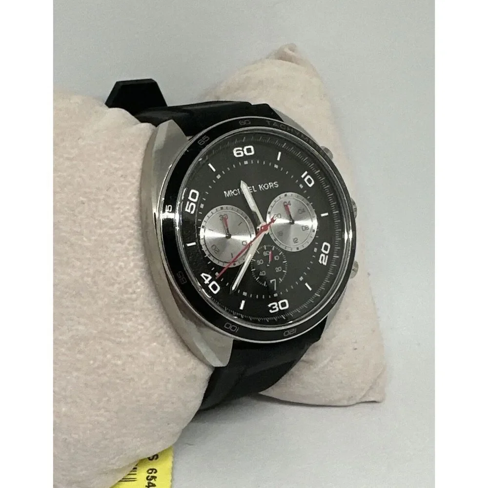 Michael Kors Dane MK8611 Men's Black Silicone Strap Analog Dial Watch HME435